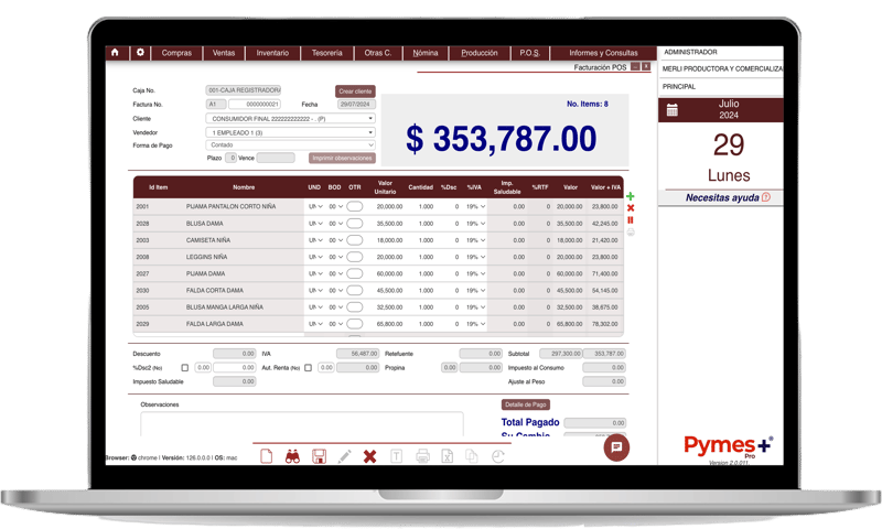 Factura POS en Pymes+